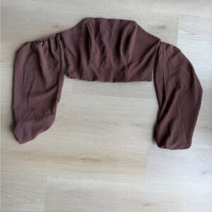 Wild Fable Brown Puff Sleeve Cropped Blouse